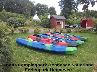 Kajakverleih  Knaus Camping Sauerland Ferienhaus Hennesee